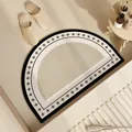 Tappeto da bagno retrò assorbente a mezzaluna con motivo geometrico color crema - Stile Fresco (Forma a Semicerchio) / 40x60cm (Stile Standard) / Beige