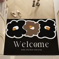 Black wire loop entryway doormat with floral design and Welcome text for porch - 40*60cm / Black base with floral design