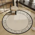 Elegant round Belgian velvet rug with black floral border for vanity or bedroom decor - Diameter 60cm / Elegant Floral Ring [Round]