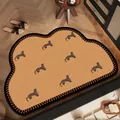 Alfombrilla de baño absorbente antideslizante con estampado de leopardo vintage - Leopardo Naranja Mid-Century - Nube