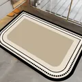 Tappetino da bagno assorbente e antiscivolo retrò beige con bordo a rombi neri - Stile Moderno (Rettangolare Arrotondato) / 40x60cm (Stile Standard) / Beige