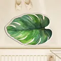 Vibrant green monstera leaf shaped non-slip absorbent bathroom floor mat for home decor - 50*60cm / Fresh Green
