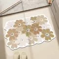 Alfombra de baño floral antideslizante con bordes ondulados para decoración. - 40*60cm / Versión de Cuero Absorbente / Patrón A (Irregular)