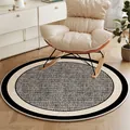 Modern round woven rug in monochrome tones for rocking chair floor protection - Diameter 60cm / Black Weave