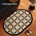Tapis de bain absorbant en terre de diatomée au style rétro avec motif écossais - Luxe Minimaliste - Ovale