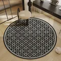 Elegant round rug with black and white mandala pattern for dressing chair - Diameter 60cm / Deep Classical Charm