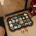Alfombra de baño absorbente de tierra de diatomeas estilo vintage con patrones de arte - Elegancia de Mediados de Siglo - Ondulado