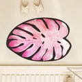 Pink Monstera leaf diatomaceous earth bathroom mat with non-slip texture for entryways. - 50*60cm / Fashion Pink
