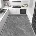 Gray faux marble kitchen mat, waterproof and oil-proof PVC leather floor protector - 50*80cm / Grey Marble Flow