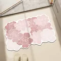 Alfombra de baño moderna con flores rosas irregulares, absorbente y antideslizante - 40*60cm / Versión de Cuero Absorbente / Patrón B (Irregular)