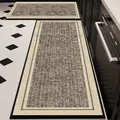 Premium Belgische fluwelen keukenloperset met TPR antislip achterkant in L-vorm - 40*60cm / Linnen