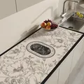 Floral absorbent kitchen countertop mat with non-slip leather finish and elegant print - 40*60cm / Retro French Style A