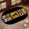 Alfombra de baño de tierra de diatomeas retro, absorbente y antideslizante, vintage - Sombra de Leopardo Oscuro - Óvalo