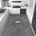 Modern grey marble pattern PVC kitchen floor mat with central gold label KITCHEN detail - 50*80cm / Rock Light Elegant Pattern