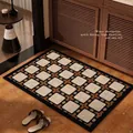 Tapis de bain absorbant en terre de diatomée à motif géométrique rétro marron. - Tons Bruns - Carré