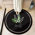 Elegant round black absorbent bathroom mat featuring a lily of the valley floral design. - Dark Luxury - Style C / Diameter 40CM