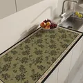 Decorative floral absorbent leather kitchen countertop mat with Happy Every Day border - 40*60cm / Retro French Style D