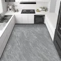 Grey faux marble pattern PVC kitchen floor mat, waterproof and oil-proof anti-slip mat - 50*80cm / Dark Ink Marble