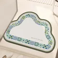 Luxe wolkvormige absorberende badmat met bloemmotief en een veilige antislip achterkant - Retro Tegel Stijl / 40x60cm / Retro Bloementegel-D