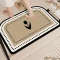 Quick-dry absorbent bathroom floor mat featuring a black tulip design and anti-slip backing - New Simple-C (Large Rounded Corners) / 2.5mm Regular Version / Beige Coffee / 40*60cm