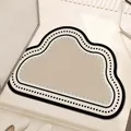Wolkachtige antislip badmat met beige midden en een stijlvolle zwart-witte gestippelde rand - Romeinse Randstijl / 40x60cm / Romeinse Rand A
