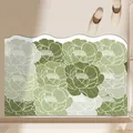 Tappetino da bagno assorbente floreale verde con bordo ondulato antiscivolo per il bagno - 40*60cm / Forma di Nuvola / C-Floreale Verde Fresco