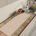 Absorbent leather kitchen countertop mat with Bohemian tile pattern in beige - 40*60cm / Retro French Table Mat Style I