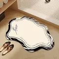 Antislip absorberende crèmekleurige badmat met onregelmatige vorm en bladontwerp - 40x60cm (2,5 mm Standaard) / Crème Stijl Plant Illustratie (E)