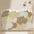Tappetino da bagno assorbente moderno con motivo floreale marrone e bordi ondulati - 40*60cm / Forma di Nuvola / D-Floreale Caffè e Beige