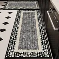 Juego de alfombras de cocina de terciopelo belga con diseño en blanco y negro y base TPR - 40*60cm / Gris Elegante