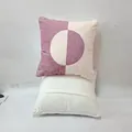 Detail of purple geometric circle pillow cover featuring an envelope back closure - Dusty Pink Patchwork / 45x45cm (With Core)
