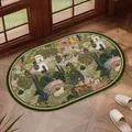 Alfombra de baño de tierra de diatomeas vintage con diseño de pintura oriental - Ambiente de Campo Verde - Óvalo