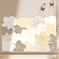Tappetino da bagno assorbente antiscivolo con motivo floreale beige e bordi ondulati - 40*60cm / Forma Ondulata Irregolare / K-Floreale Fresco Toni della Terra