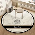 French style round bunny rug for makeup chair and dressing room floor decoration - Diameter 60cm / French Entry-Style C (Rabbit & Floral Theme)