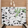 Cute cartoon panda and bamboo print PVC entrance door mat for indoor and outdoor home use - Cartoon Panda & Bamboo (C) / 40*60cm