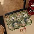 Alfombra de baño vintage de tierra de diatomeas con bordes ondulados irregulares para baño - Ambiente de Campo Verde - Ondulado