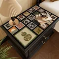 French retro style waterproof leather mat with artistic collage patterns for nightstand - Vintage Patchwork Style-A / 35*40cm