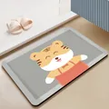 Saugfähige Diatomeenschlamm-Badematte mit süßem Tiger-Design, rutschfest für das Bad - 40*60cm / Blinzelnder Glücklicher Tiger (Rechteckig)