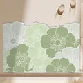 Tappeto da bagno floreale verde salvia morbido e antiscivolo con bordo ondulato unico - 40*60cm / Forma Ondulata Irregolare / L-Floreale Verde Pasta di Fagioli