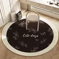 Elegant French style Belgian velvet round rug for vanity chairs and dressing rooms - Diameter 60cm / French Entry-Style D (Floral & Butterfly)