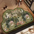 Alfombra de baño absorbente de tierra de diatomeas estilo vintage retro - Ambiente de Naturaleza Verde - Forma de Nube