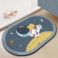 Ovaler, saugfähiger Diatomeenerde-Badeteppich mit niedlichem Astronauten-Weltraumdesign - 40*60cm / Weltraumreise (Oval)