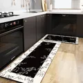 Ensemble de tapis de cuisine rétro français à motif floral en cuir imperméable, 2pcs. - 40x60cm / Style Abstrait Cuisine-H