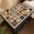 French vintage waterproof leather mat for bedside table with artistic patterns - Vintage Patchwork Style-B / 35*40cm