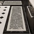 Set van zwart-grijs gebloemde Belgische fluwelen keukenlopers voor moderne huizen - 40*60cm / Donkergrijs Marmer