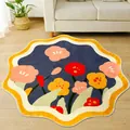 Artistic floral tulip rug in a cozy living room setting on light wood flooring. - 60*60cm / Sunflower-Irregular