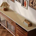 Runner da tavola moderno in pelle beige impermeabile per credenza e mobile porta TV - 30*80cm / Stile Lino F