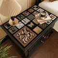 Vintage French style waterproof leather table mat with patchwork patterns for nightstand - French Vintage Patchwork Style-D / 35*40cm