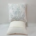 Elegant blue damask pattern decorative throw pillow for sofa, white square cushion - Floral Pattern / 45x45cm (With Core)