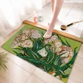 Close-up of Van Gogh Irises style diatom mud bath mat in a modern bathroom - Fragrant Rose (Rectangle)